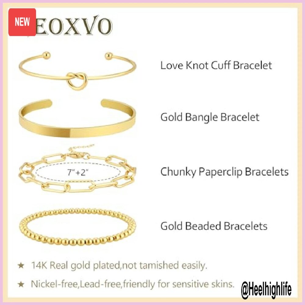 Gold Plated Bangle Cuff Bracelets Stack Set Non-T… - image 3